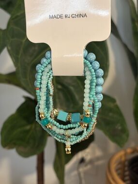 Turquoise Beaded Multi-Strand Bracelet - Women Jewelry